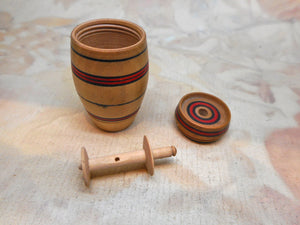 SOLD…..Three Painted Tunbridge Ware thread barrels. c 1800