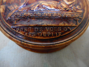 A French love token-a pressed wood snuff box. 19thc