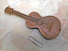 Load image into Gallery viewer, An Avery style guitar shaped novelty brass needle case. 1878
