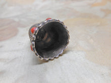 Load image into Gallery viewer, A German silver thimble with coral coloured beading. Late 19th century.
