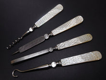 Load image into Gallery viewer, A set of four top quality mother of pearl hand tools. c1840
