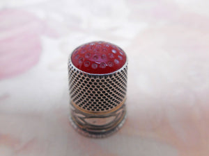 SOLD…..A Continental silver thimble with stone cap. c 1870.