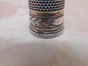 SOLD…..A Continental silver thimble with stone cap. c 1870.