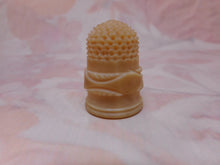 Load image into Gallery viewer, A finely carved vegetable ivory thimble and matching case.  c 1850
